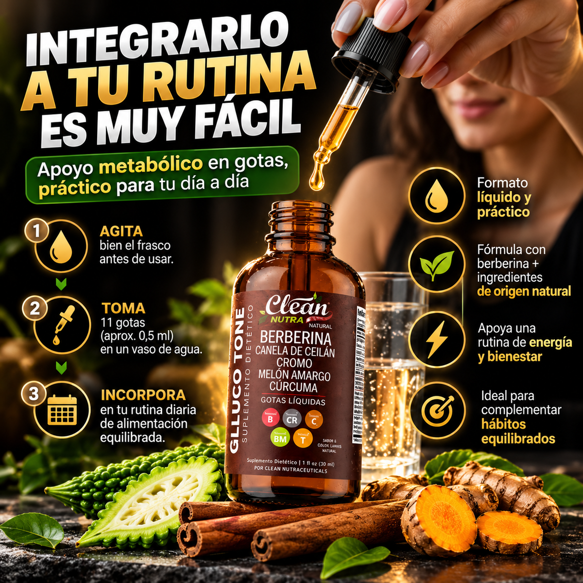 GLUCOTONE™ Berberina en gotas para el Equilibrio Metabólico